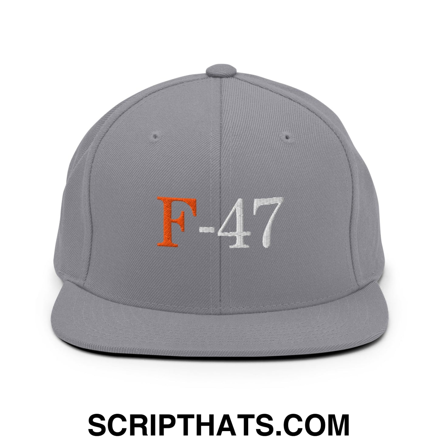 F-47 FDT Embroidered Flat Bill Brim Snapback Hat Silver