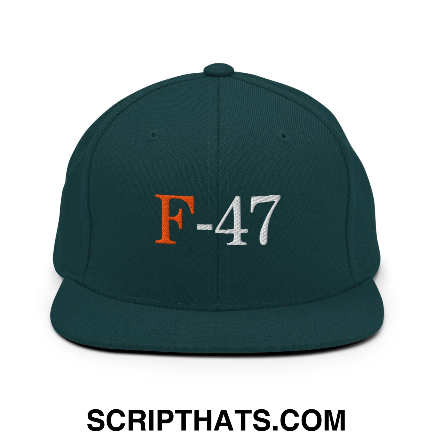 F-47 FDT Embroidered Flat Bill Brim Snapback Hat Spruce
