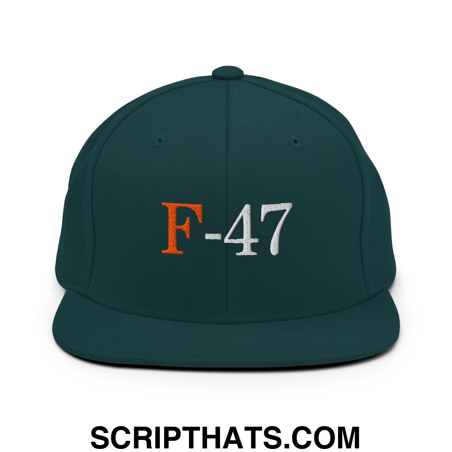 F-47 FDT Embroidered Flat Bill Brim Snapback Hat Spruce