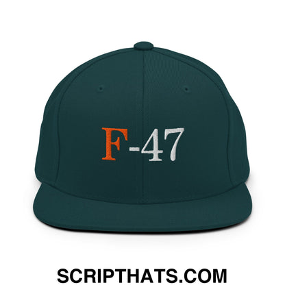 F-47 FDT Embroidered Flat Bill Brim Snapback Hat Spruce