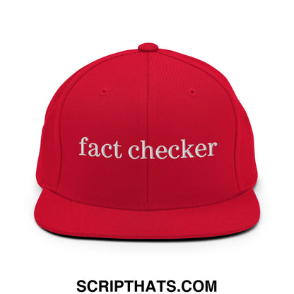 Fact Checker Embroidered Flat Bill Brim Snapback Hat Red