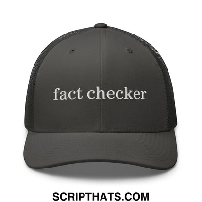 Fact Checker Embroidered Mesh Trucker Hat Charcoal