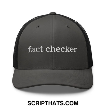 Fact Checker Embroidered Mesh Trucker Hat Charcoal Black