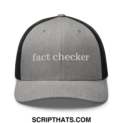 Fact Checker Embroidered Mesh Trucker Hat Heather Black