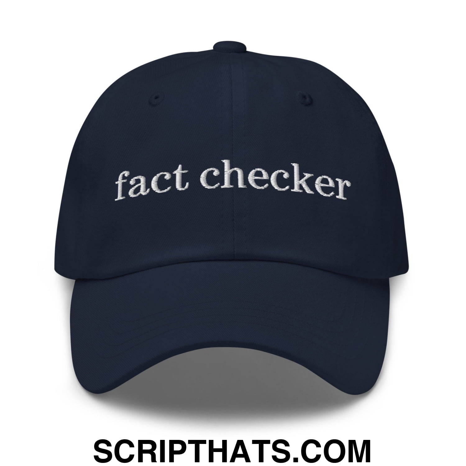 Fact Checker Embroidered Unstructured Dad Hat Navy