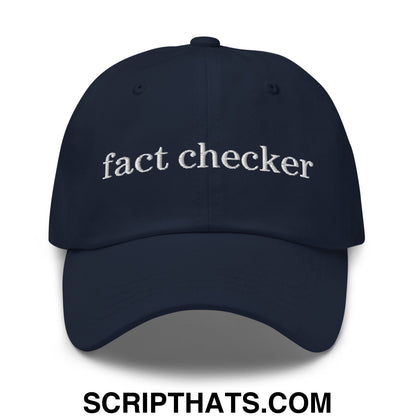 Fact Checker Embroidered Unstructured Dad Hat Navy