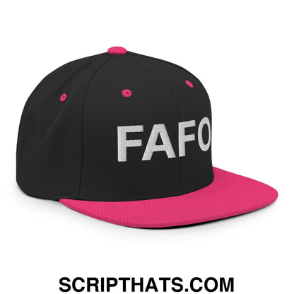FAFO Embroidered Flat Bill Brim Snapback Hat Black Neon Pink