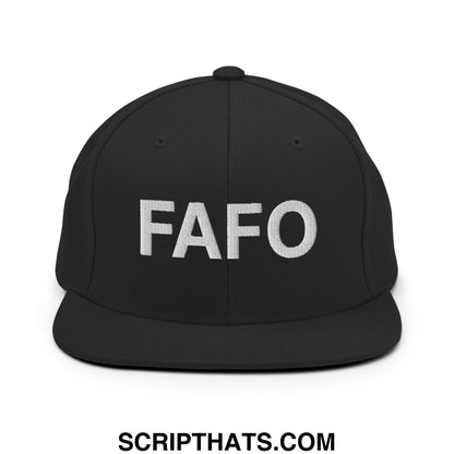 FAFO Embroidered Flat Bill Brim Snapback Hat Black