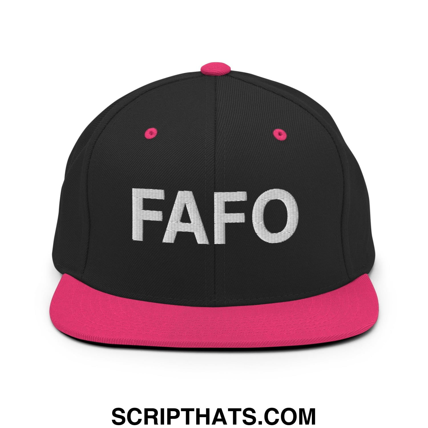 FAFO Embroidered Flat Bill Brim Snapback Hat Black Neon Pink