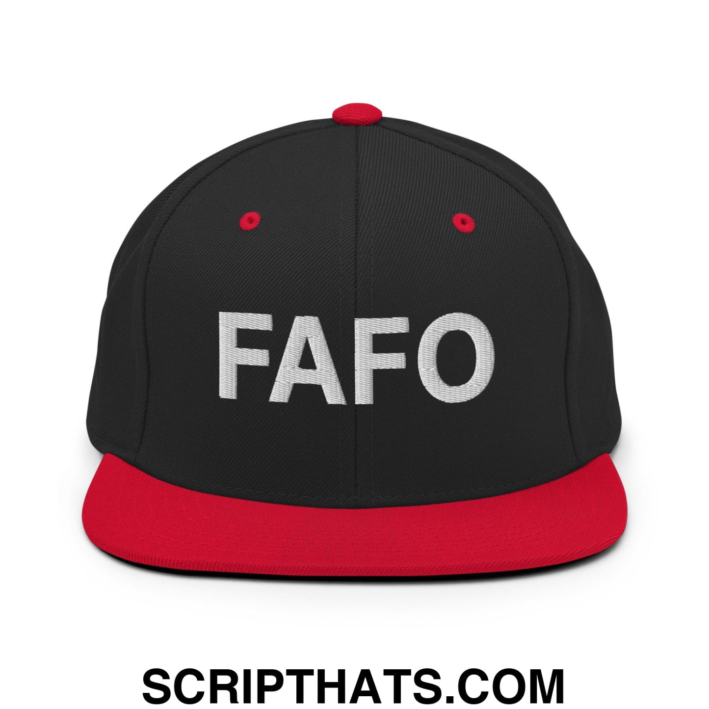 FAFO Embroidered Flat Bill Brim Snapback Hat Black Red