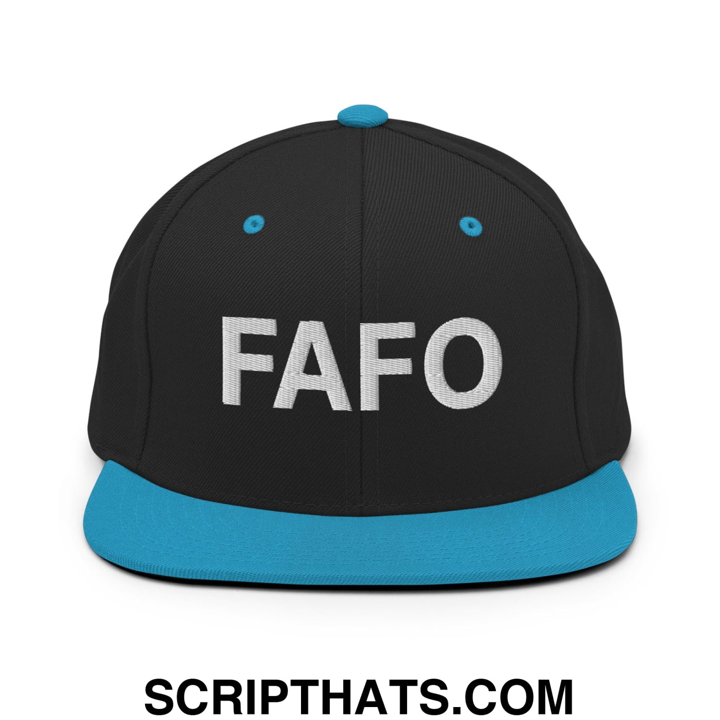 FAFO Embroidered Flat Bill Brim Snapback Hat Black Teal