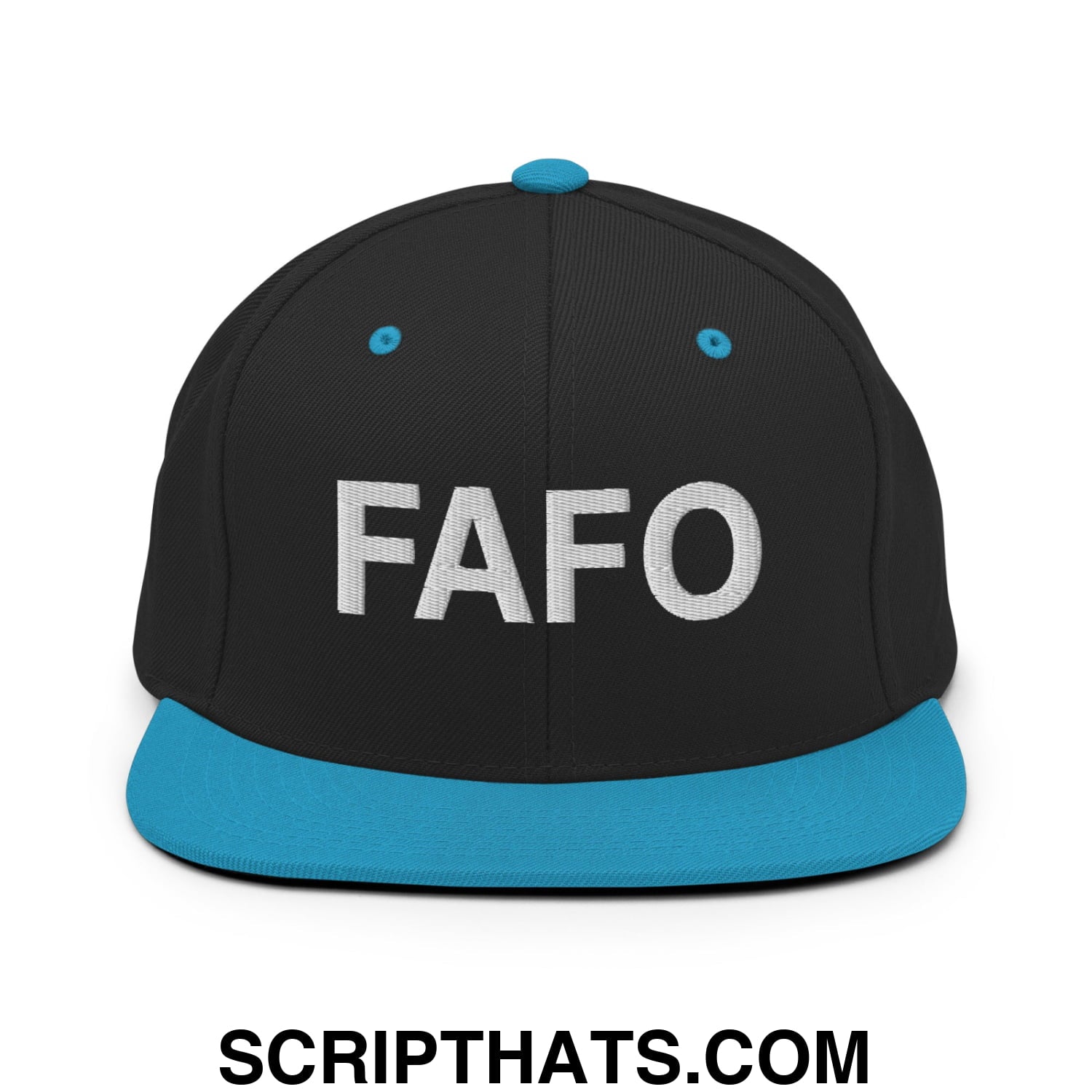 FAFO Embroidered Flat Bill Brim Snapback Hat Black Teal