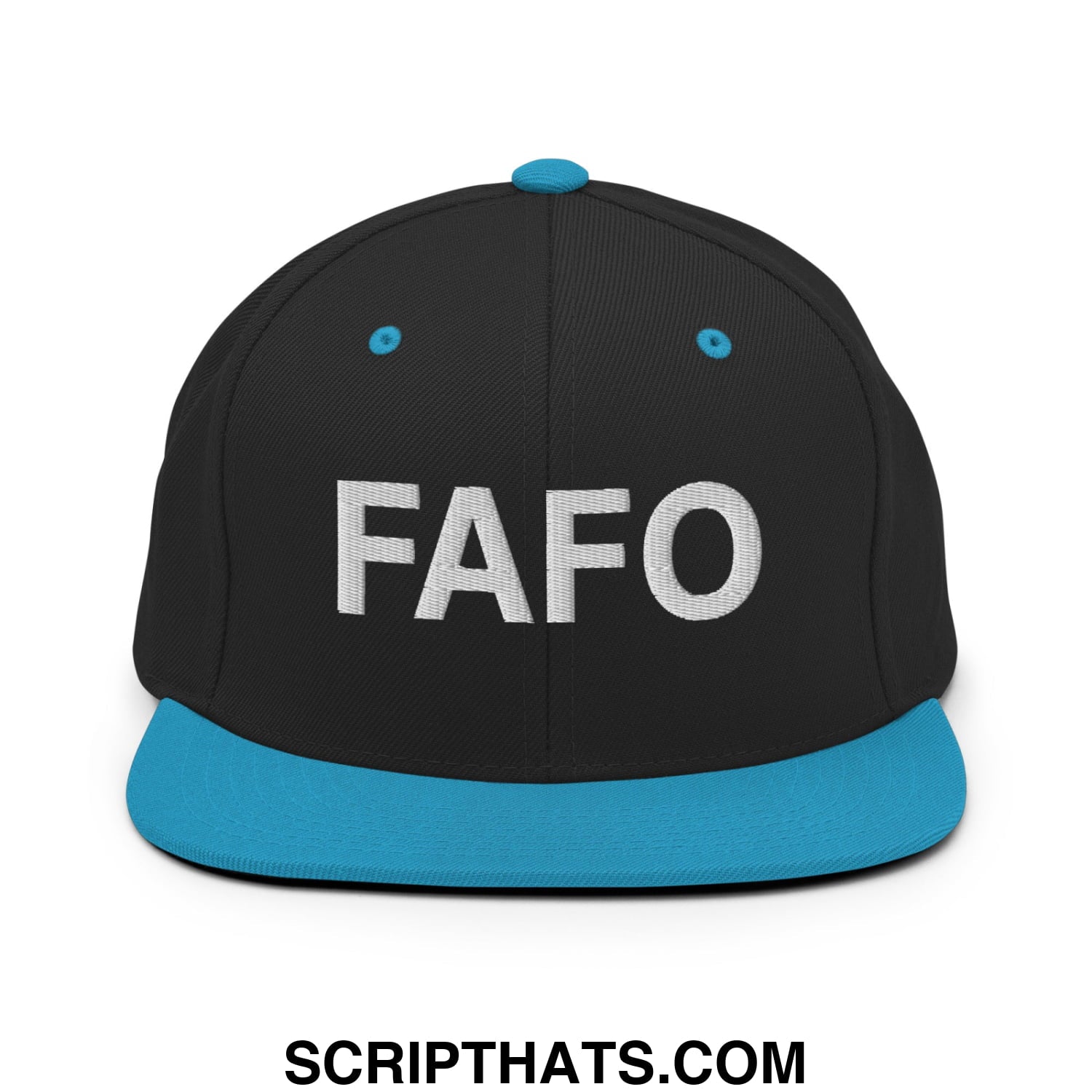 FAFO Embroidered Flat Bill Brim Snapback Hat Black Teal