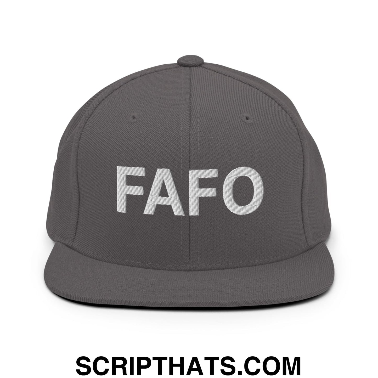 FAFO Embroidered Flat Bill Brim Snapback Hat Dark Grey
