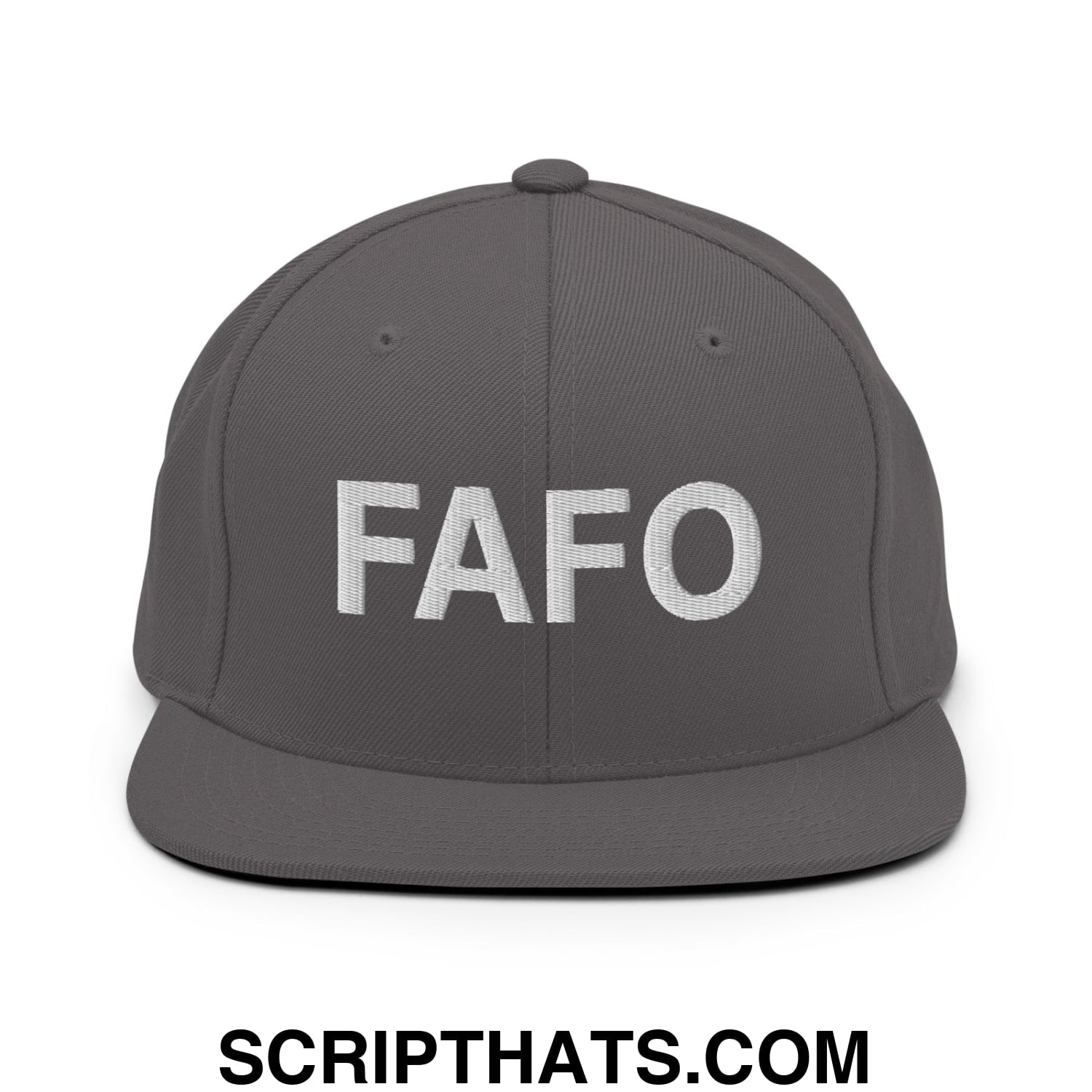 FAFO Embroidered Flat Bill Brim Snapback Hat Dark Grey