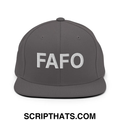 FAFO Embroidered Flat Bill Brim Snapback Hat Dark Grey