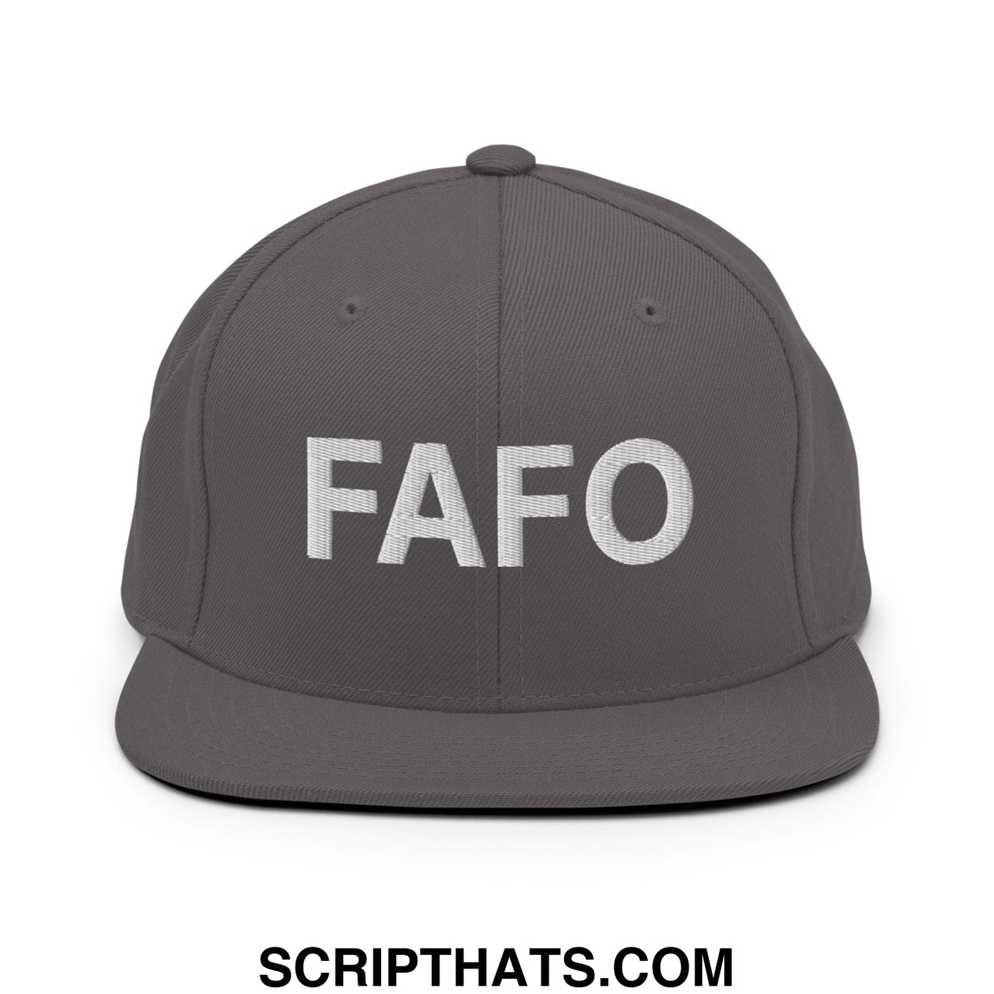 FAFO Embroidered Flat Bill Brim Snapback Hat Dark Grey