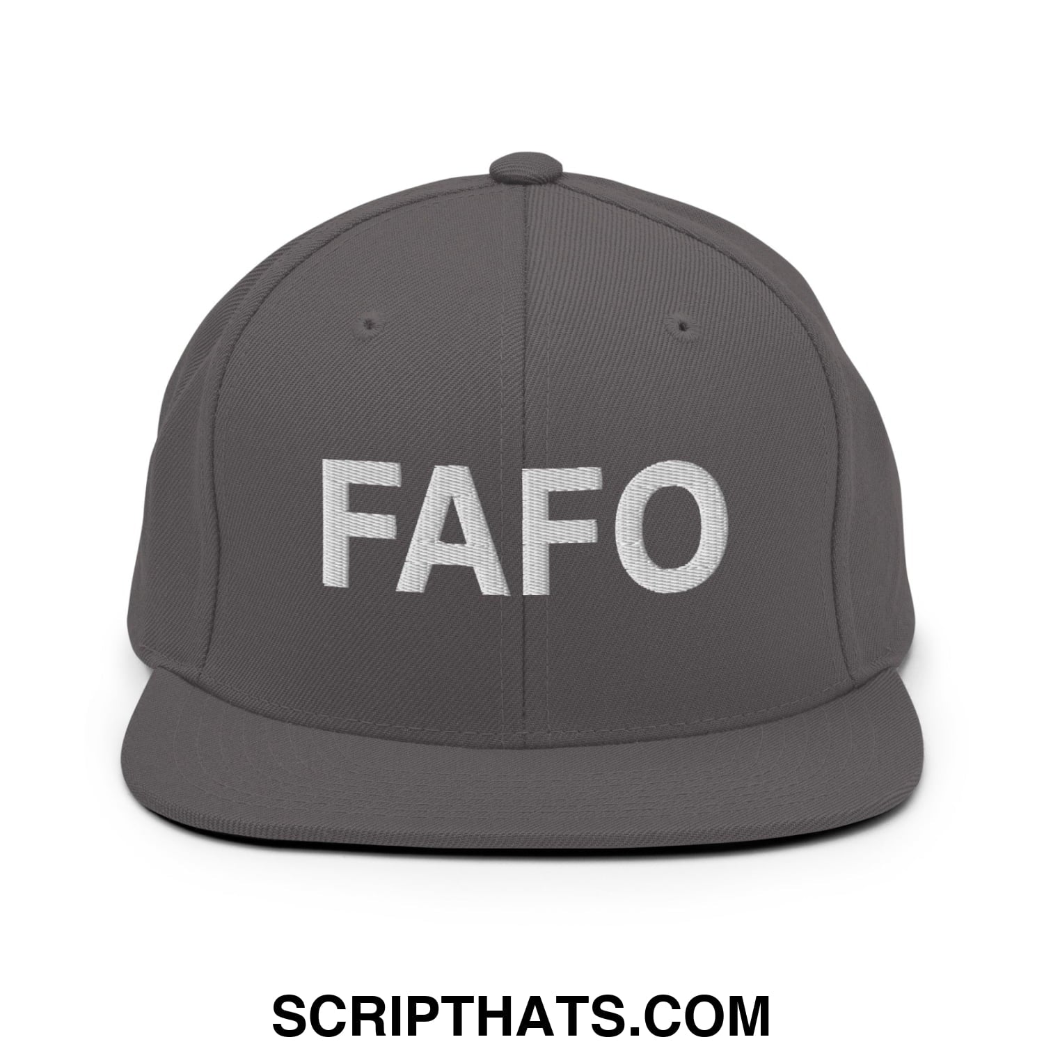 FAFO Embroidered Flat Bill Brim Snapback Hat Dark Grey
