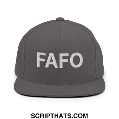 FAFO Embroidered Flat Bill Brim Snapback Hat Dark Grey