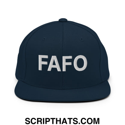 FAFO Embroidered Flat Bill Brim Snapback Hat Dark Navy