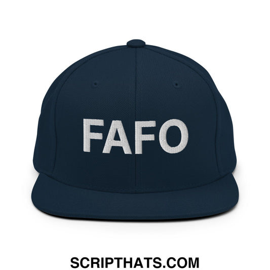 FAFO Embroidered Flat Bill Brim Snapback Hat Dark Navy