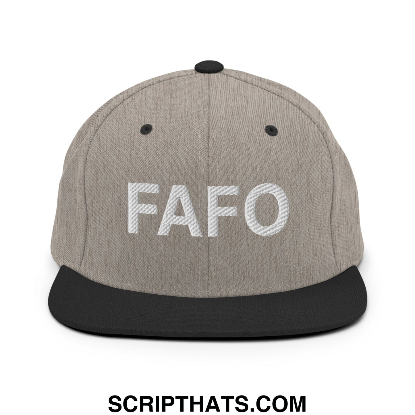 FAFO Embroidered Flat Bill Brim Snapback Hat Heather Black
