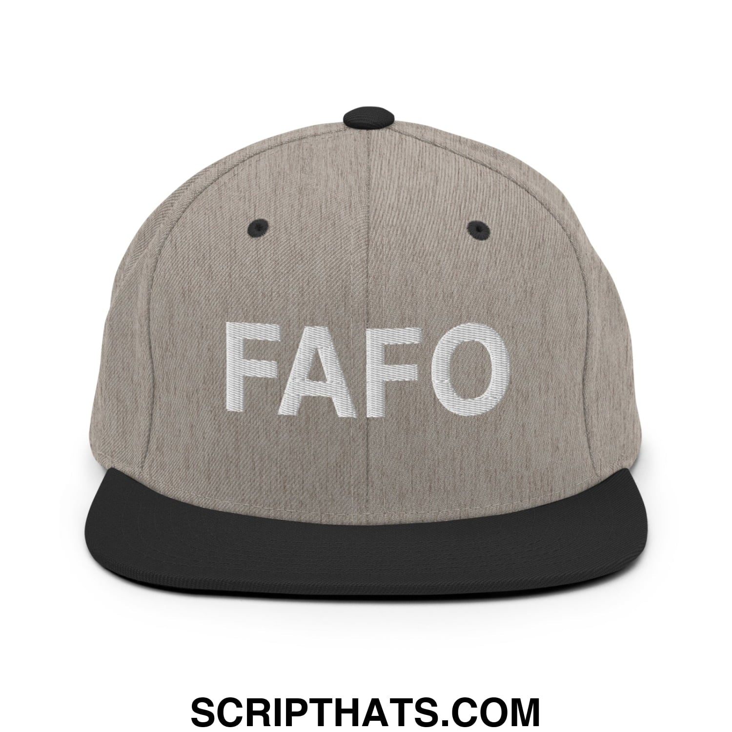 FAFO Embroidered Flat Bill Brim Snapback Hat Heather Black