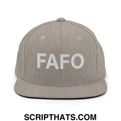FAFO Embroidered Flat Bill Brim Snapback Hat Heather Grey