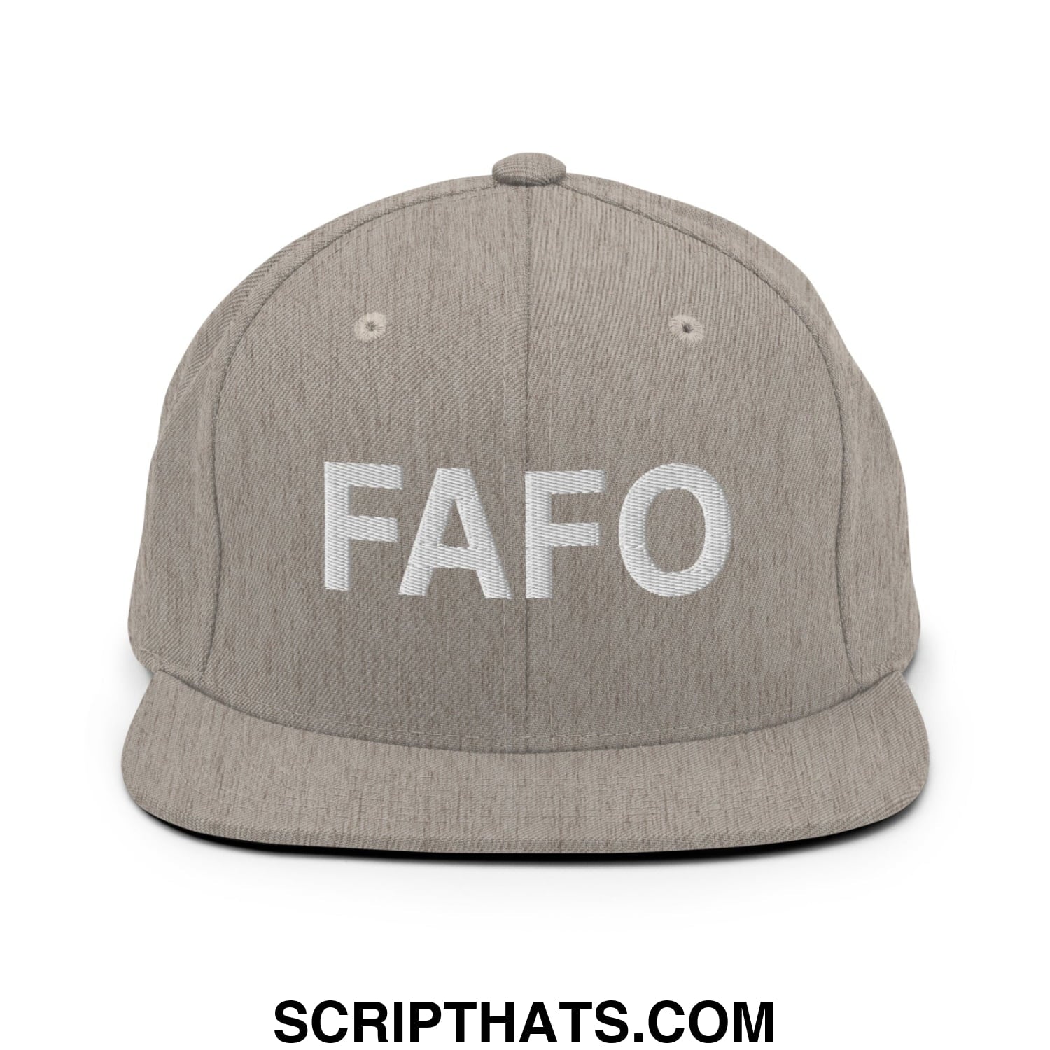 FAFO Embroidered Flat Bill Brim Snapback Hat Heather Grey
