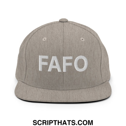 FAFO Embroidered Flat Bill Brim Snapback Hat Heather Grey