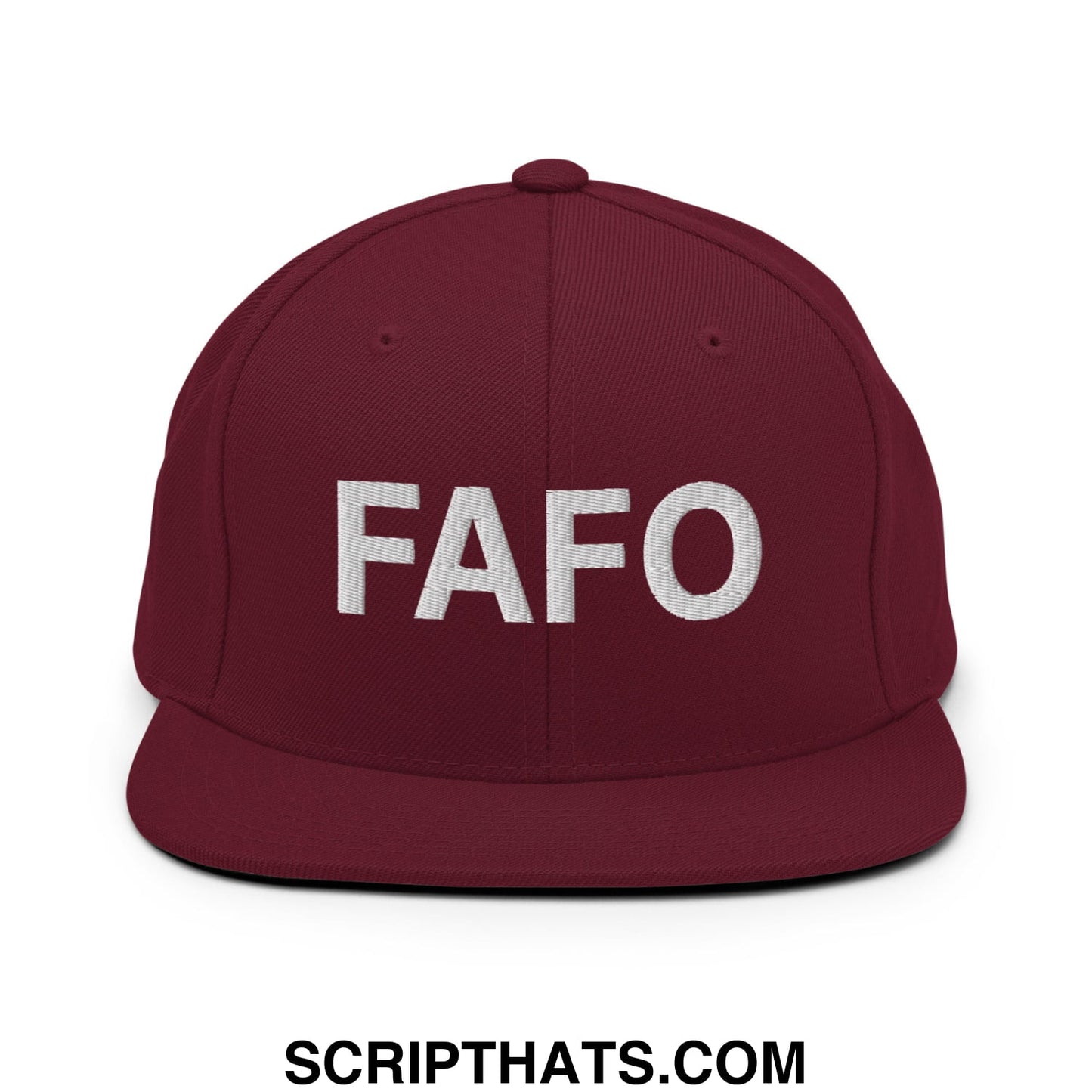 FAFO Embroidered Flat Bill Brim Snapback Hat Maroon
