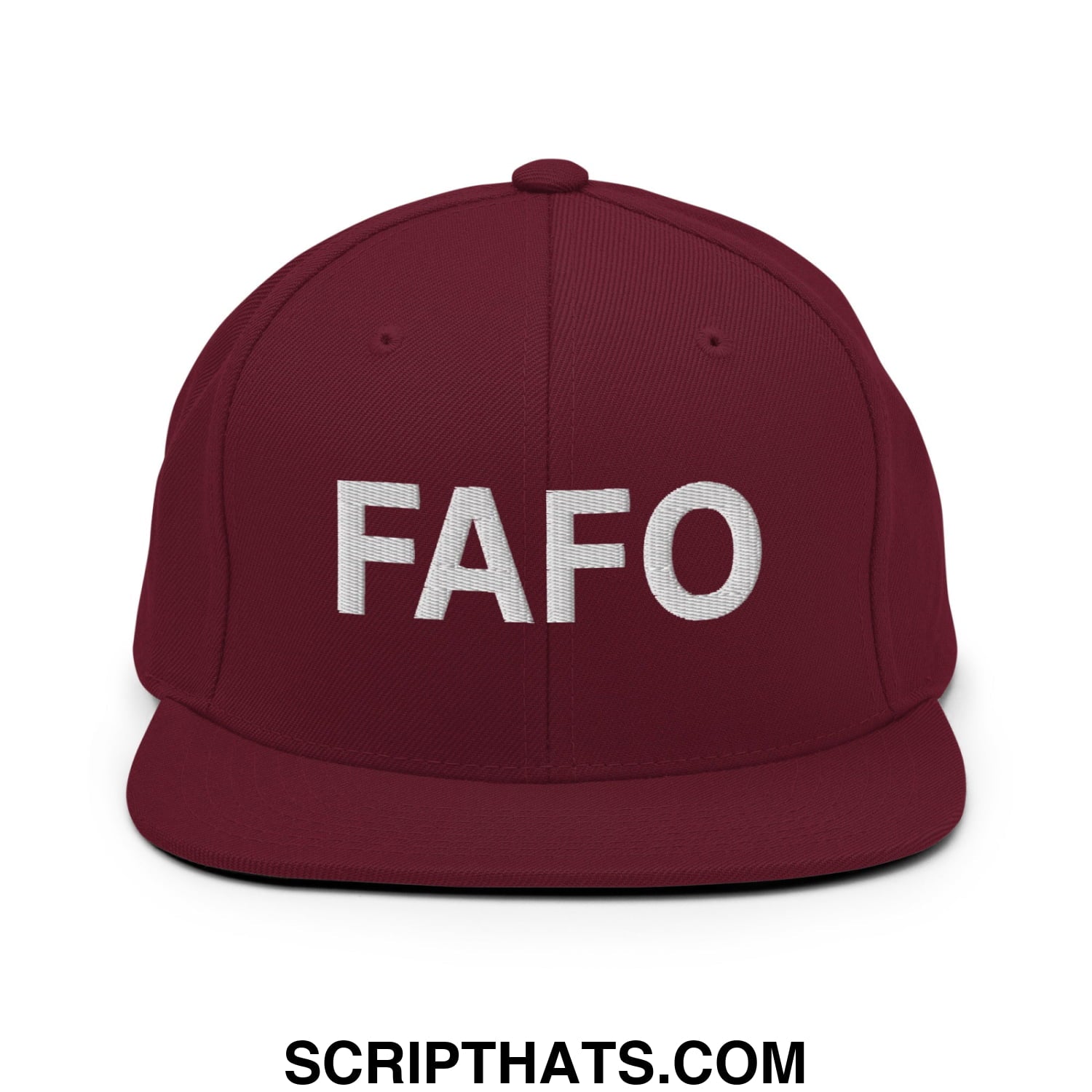 FAFO Embroidered Flat Bill Brim Snapback Hat Maroon