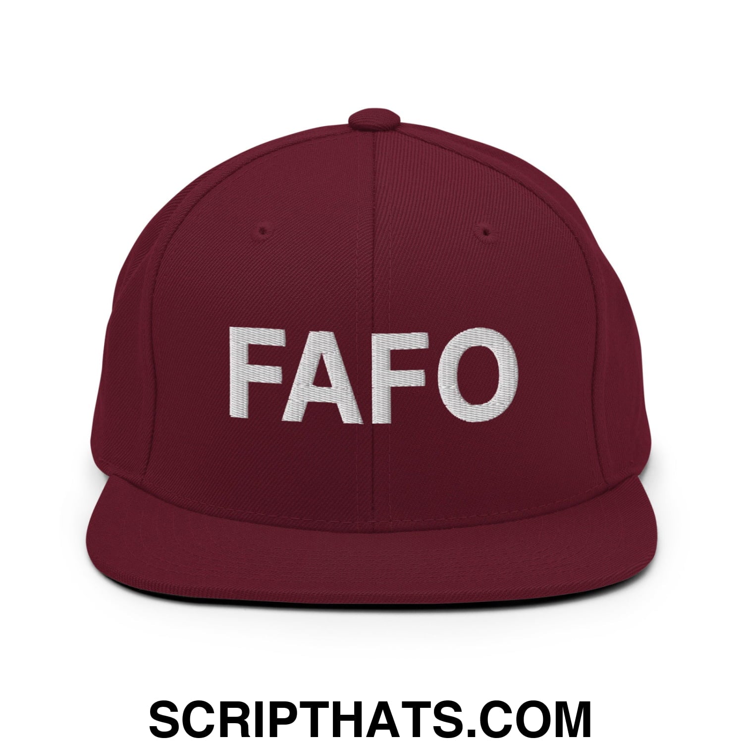 FAFO Embroidered Flat Bill Brim Snapback Hat Maroon