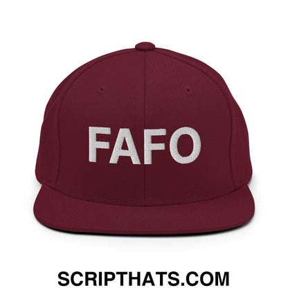 FAFO Embroidered Flat Bill Brim Snapback Hat Maroon