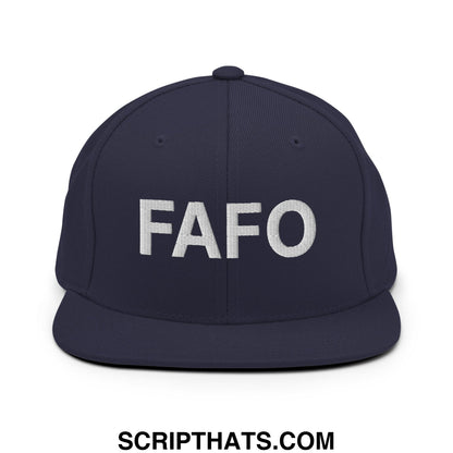 FAFO Embroidered Flat Bill Brim Snapback Hat Navy