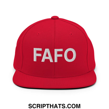 FAFO Embroidered Flat Bill Brim Snapback Hat Red