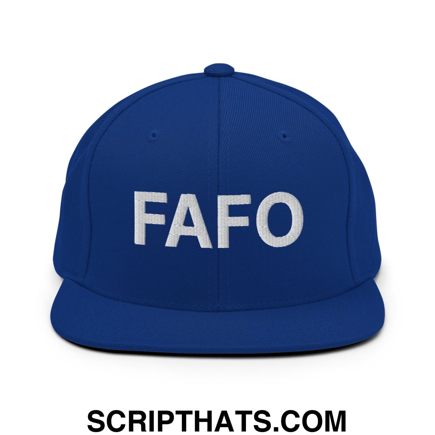 FAFO Embroidered Flat Bill Brim Snapback Hat Royal Blue