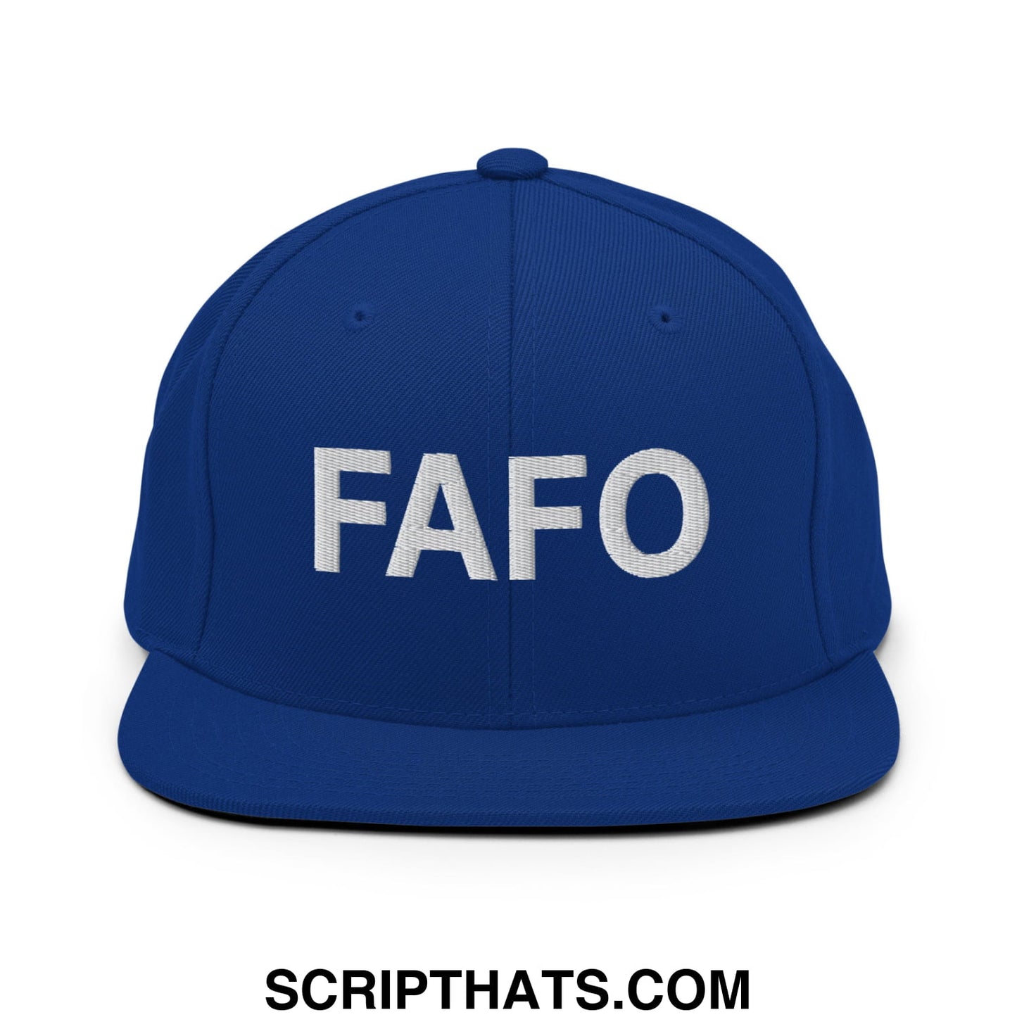 FAFO Embroidered Flat Bill Brim Snapback Hat Royal Blue