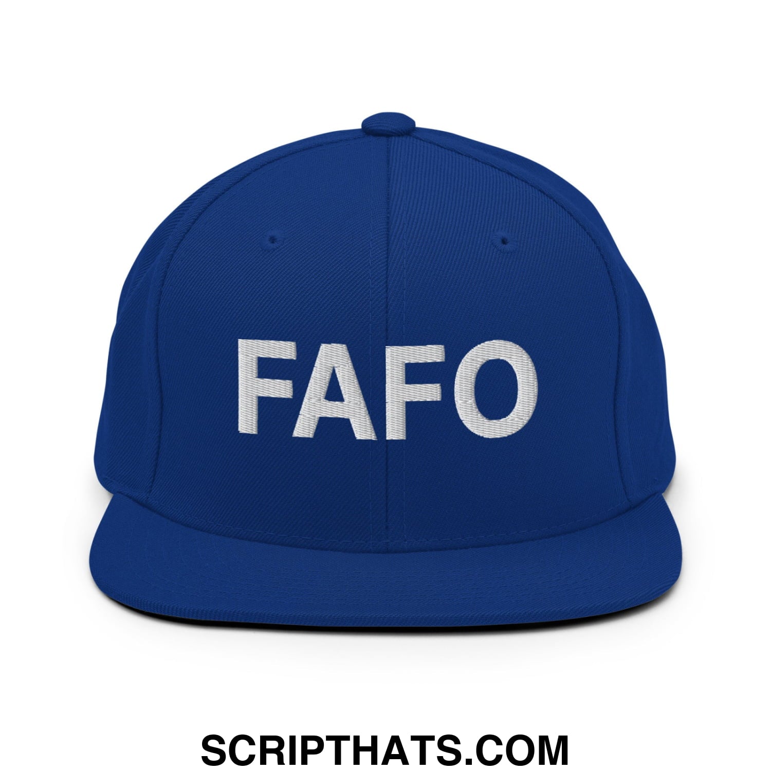 FAFO Embroidered Flat Bill Brim Snapback Hat Royal Blue