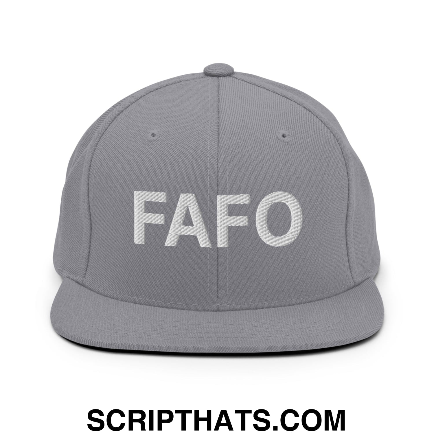 FAFO Embroidered Flat Bill Brim Snapback Hat Silver