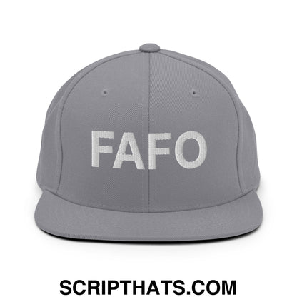 FAFO Embroidered Flat Bill Brim Snapback Hat Silver
