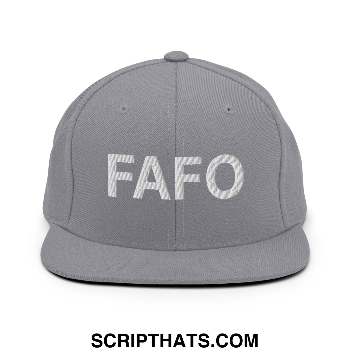 FAFO Embroidered Flat Bill Brim Snapback Hat Silver