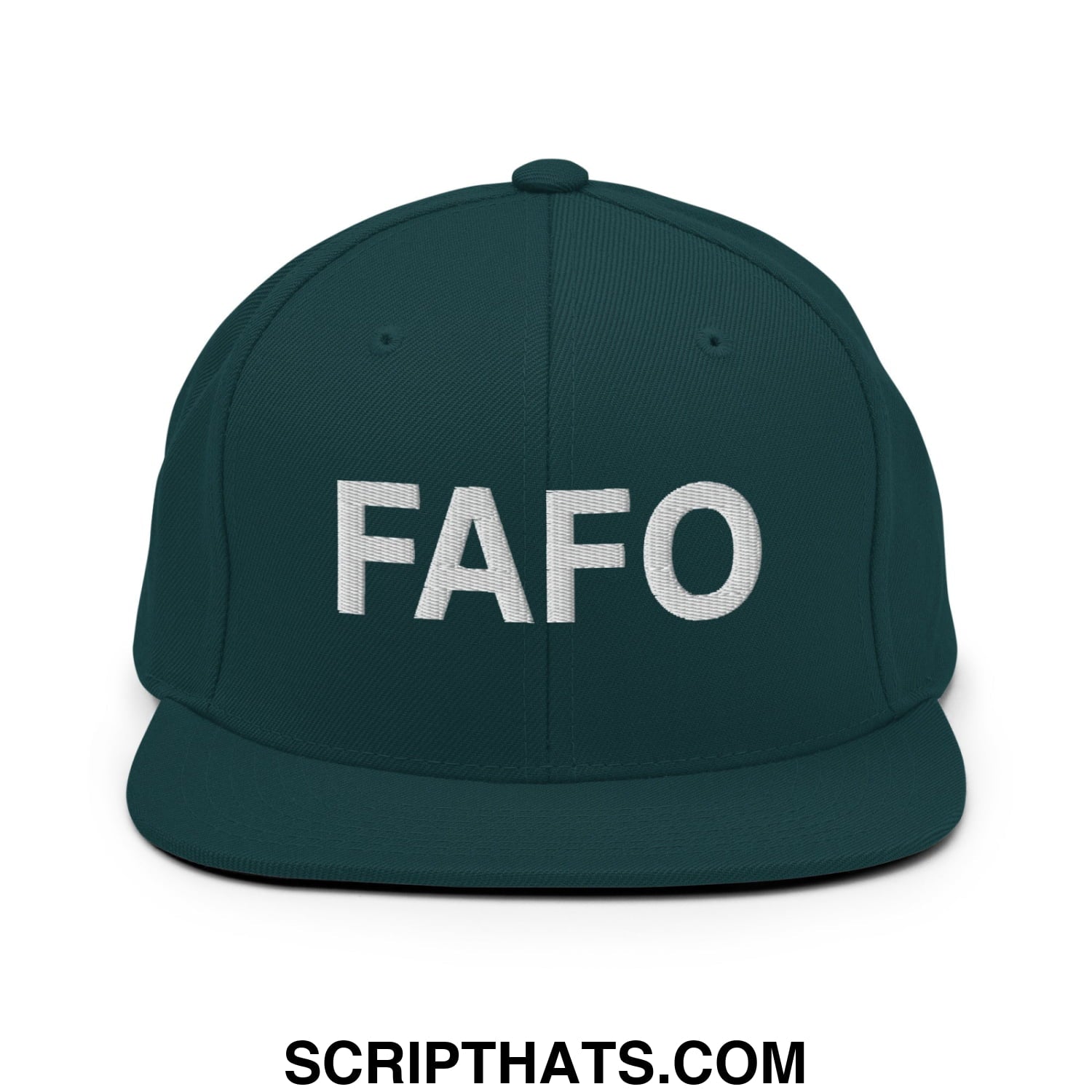 FAFO Embroidered Flat Bill Brim Snapback Hat Spruce