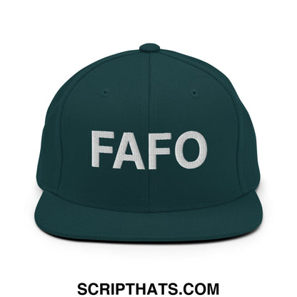 FAFO Embroidered Flat Bill Brim Snapback Hat Spruce