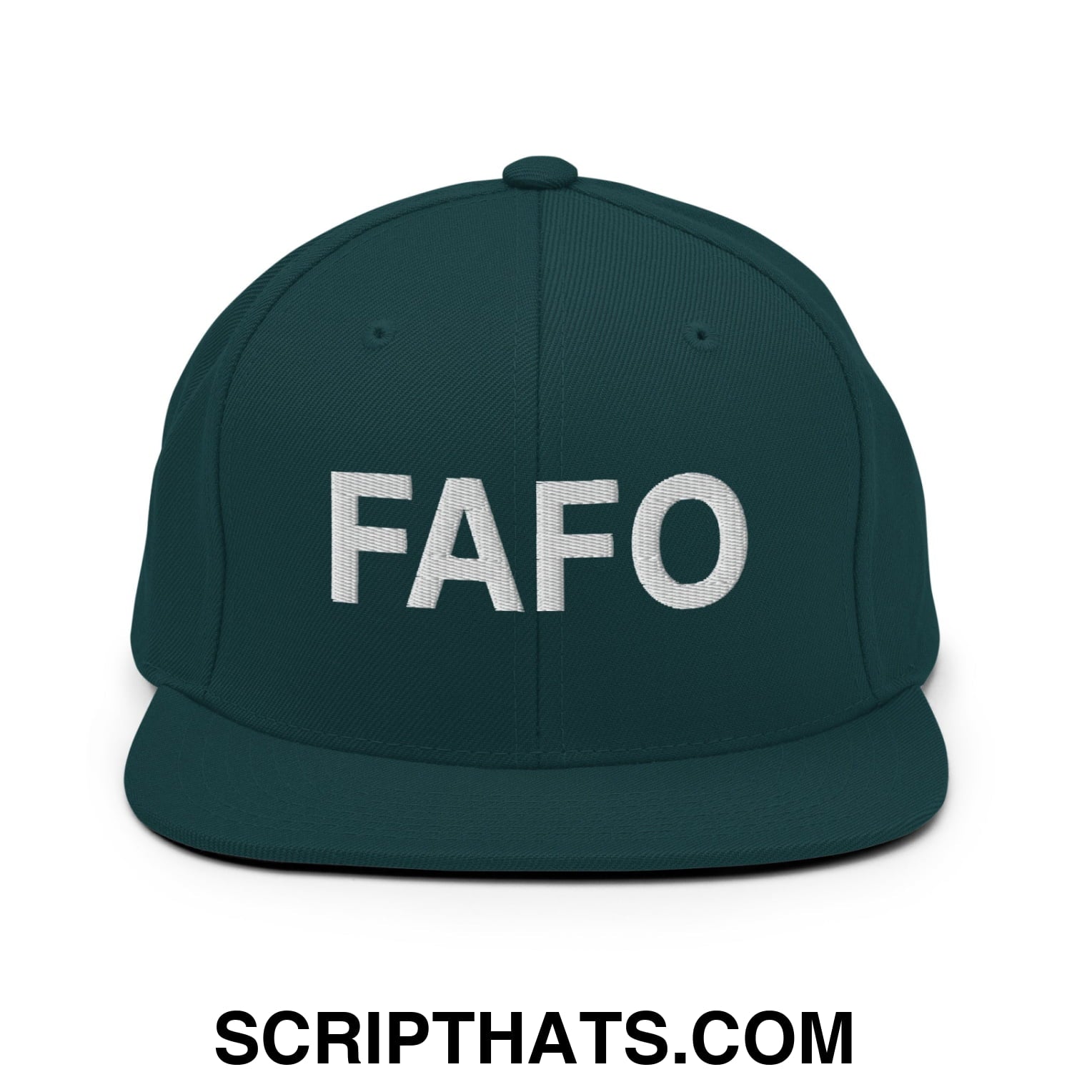 FAFO Embroidered Flat Bill Brim Snapback Hat Spruce