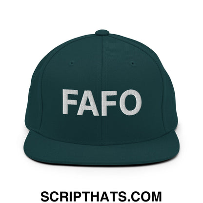 FAFO Embroidered Flat Bill Brim Snapback Hat Spruce