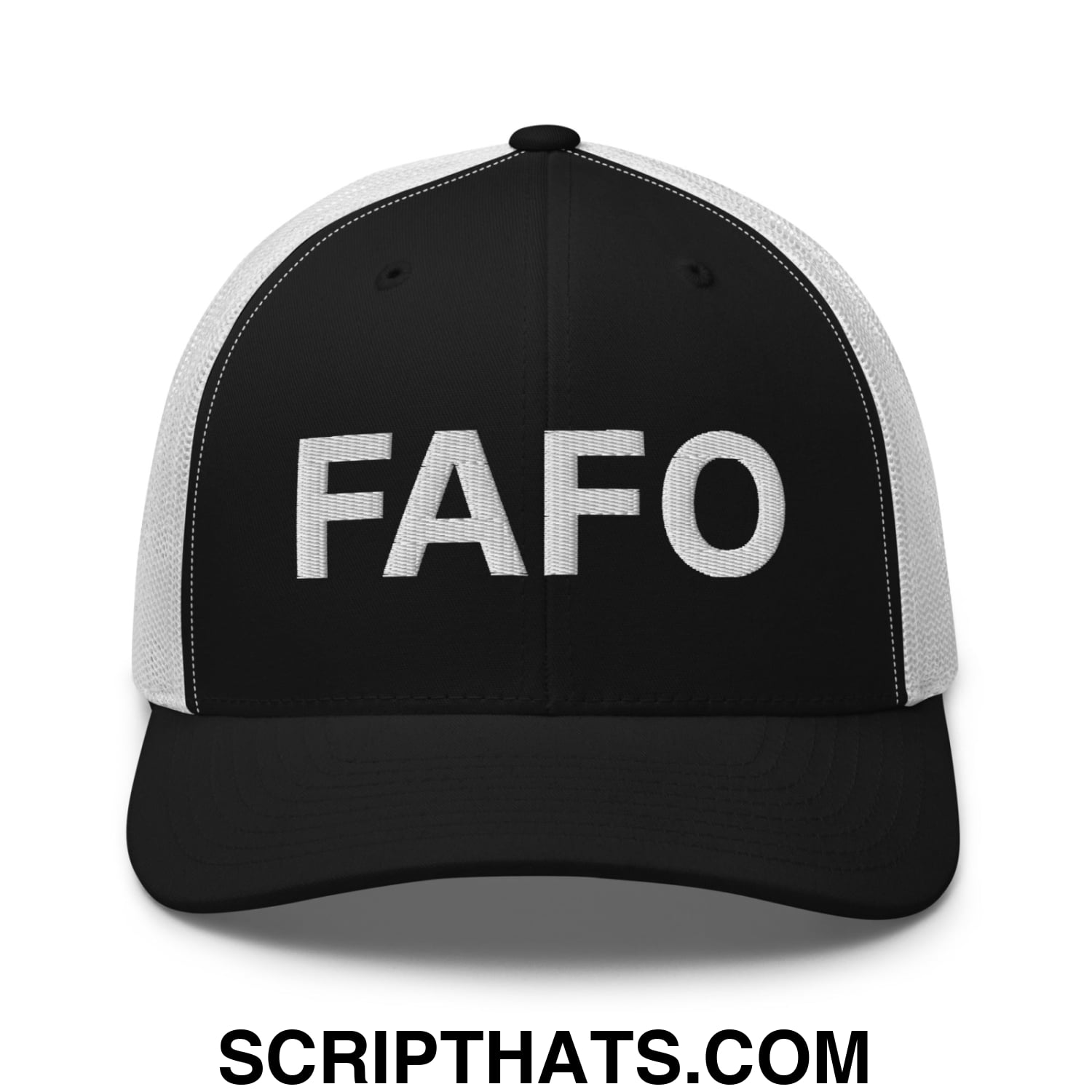 FAFO Embroidered Mesh Trucker Hat Black White