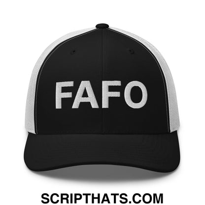 FAFO Embroidered Mesh Trucker Hat Black White