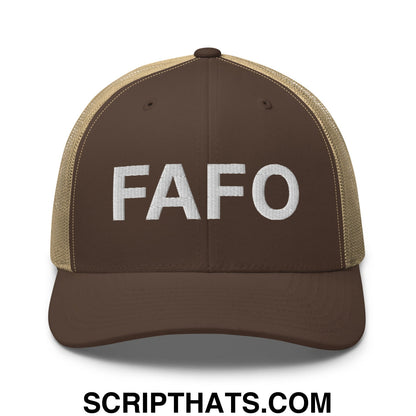 FAFO Embroidered Mesh Trucker Hat Brown Khaki