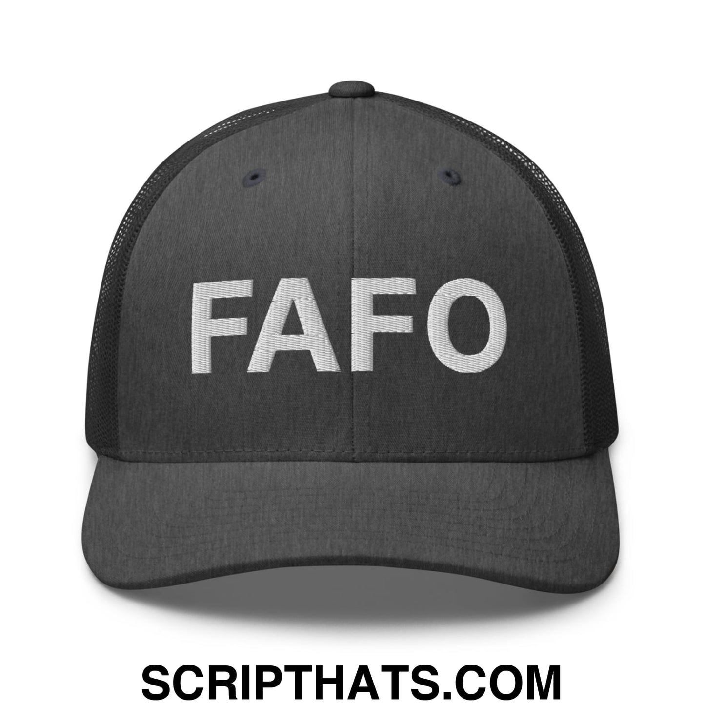 FAFO Embroidered Mesh Trucker Hat Dark Heather Gray